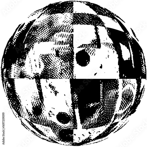 Vector Abstract spherical with fragmented elements.