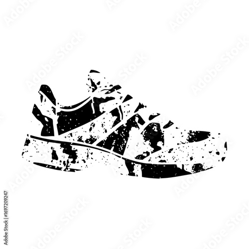 Vector Distressed sneaker showcases a worn athletic shoe.