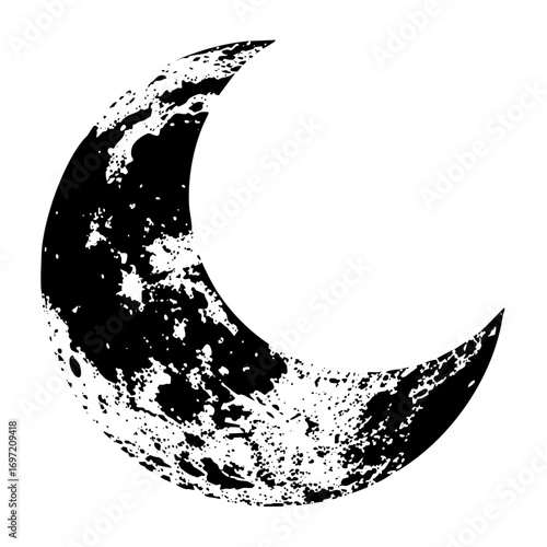 Vector Detailed moon with textured surface.