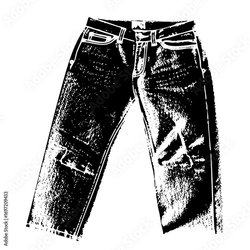Vector Distressed denim jeans with belt
