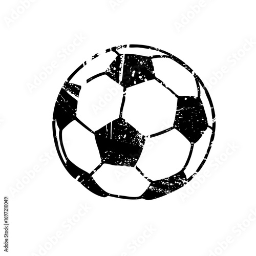 Vector Distressed soccer ball with textured panels.