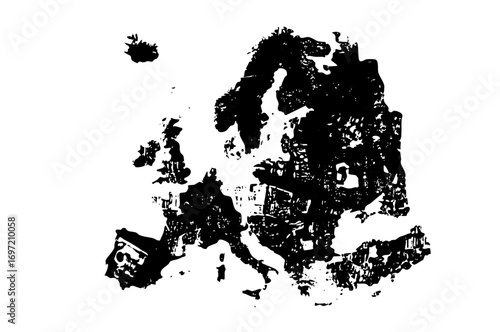 Vector Abstract black continent depicting Europes geographical shape.