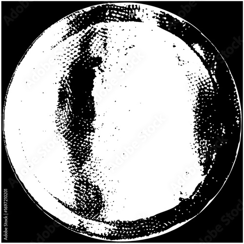 Vector Abstract circular featuring a central void and textured perimeter.