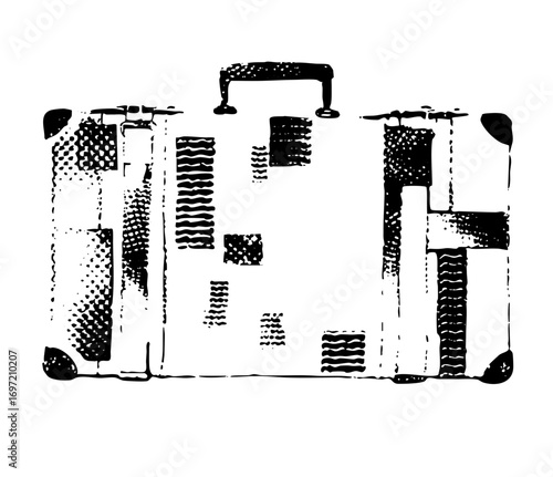 Vector Vintage suitcase with textured details.