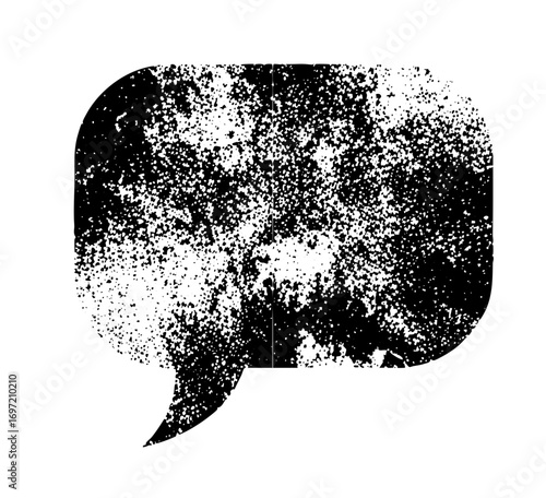 Vector Distressed speech bubble with textured effect.