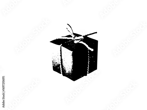 Vector Black gift box with ribbon