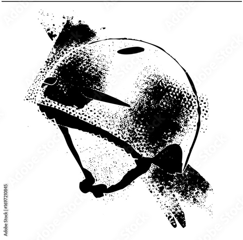 Vector Detailed vector of a protective ski helmet with chin strap.