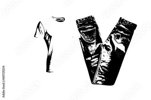 Vector Stylized of denim jeans and a t-shirt.