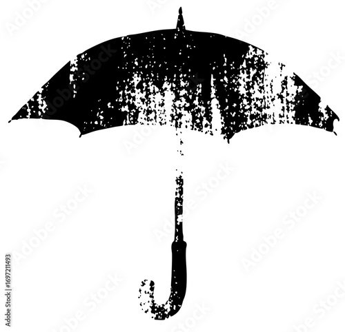Vector Distressed black umbrella with a vintage texture.