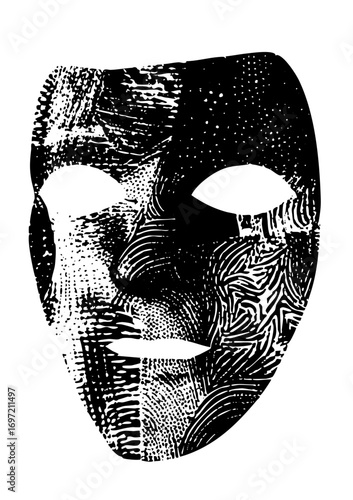 Vector Abstract face mask with contrasting textures.