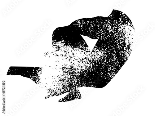 Vector Abstract dissolving figure with dynamic motion.