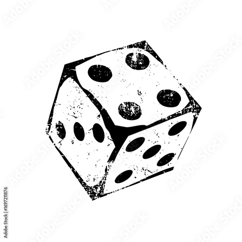 Vector Distressed vector of a six-sided die.