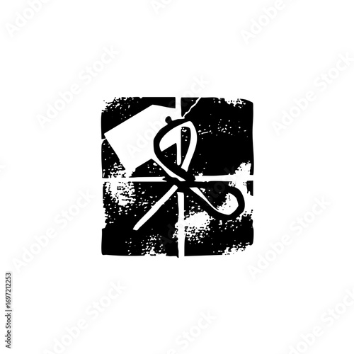 Vector Black gift box with ribbon