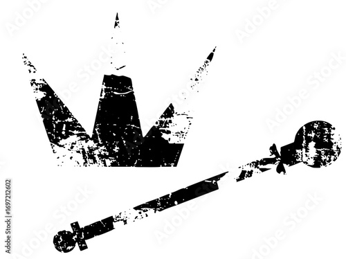 Vector Skull and sword with crown .