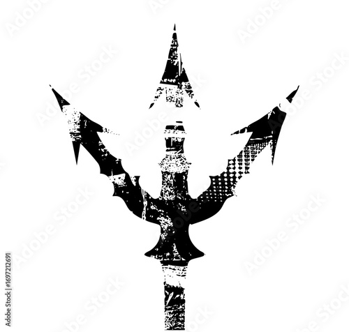 Vector Black trident with sharp stylized points.