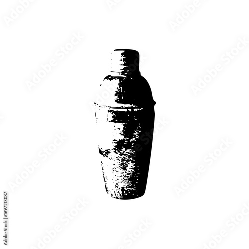 Vector Black silhouette of a cocktail shaker .