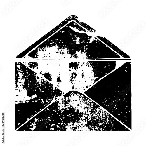 Vector Distressed envelope with open flap .