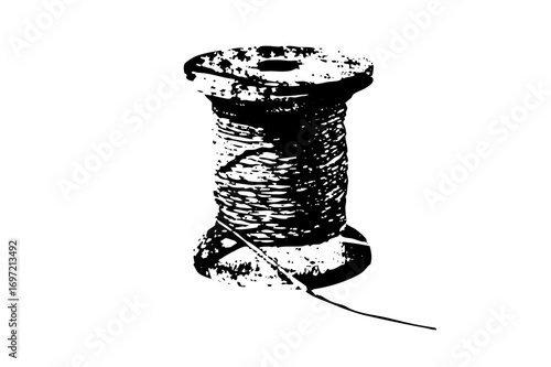 Vector Vintage thread spool with and thread.