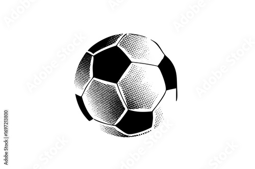 Vector Geometric soccer ball with halftone texture.