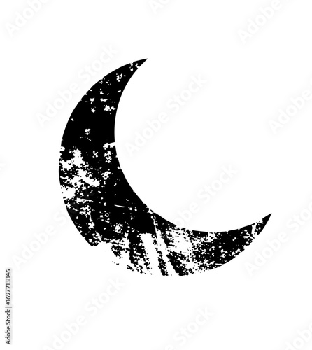 Vector Distressed moon with a grunge texture.