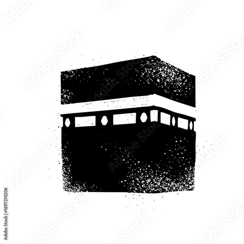 Vector Minimalist black vector of a sacred building with arched details.