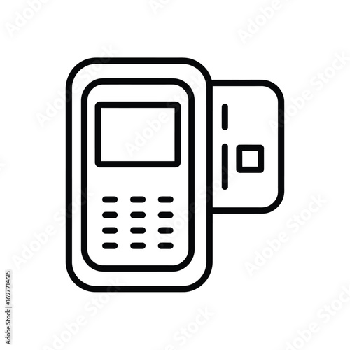 Credit card reader and chip card icon