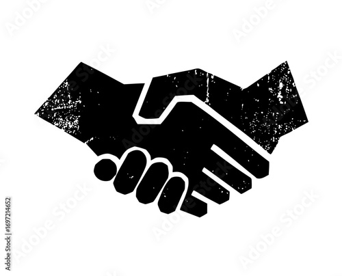 Vector Black handshake depicts agreement and partnership.
