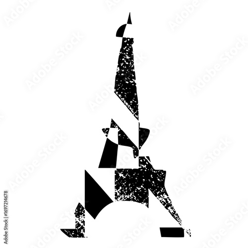 Vector Abstract figure performs a dynamic yoga pose showcasing flexibility.