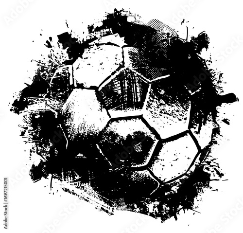 Vector Distressed soccer ball with grunge texture.