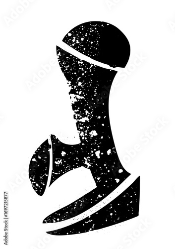 Vector Abstract broken head silhouette with distressed texture.