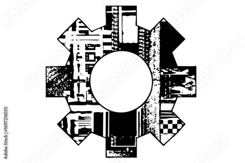 Vector Abstract gear with central circle .