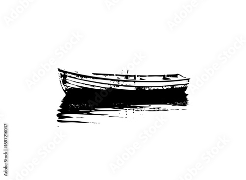 Vector Minimalist of a small boat on calm water.