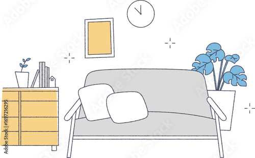 シンプルなリビングのイラスト
