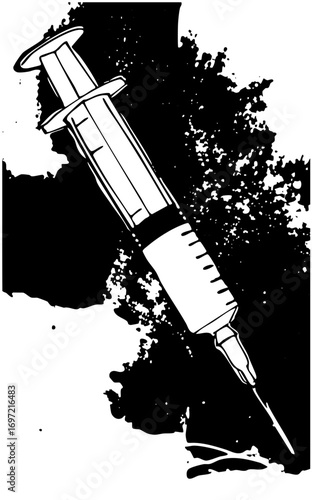 Vector Detailed syringe with a medical aesthetic.