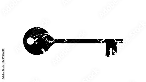 Vector Distressed black key with a vintage aesthetic.