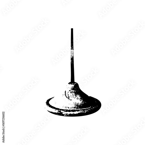 Vector Black silhouette of a cleaning broom with a long handle.