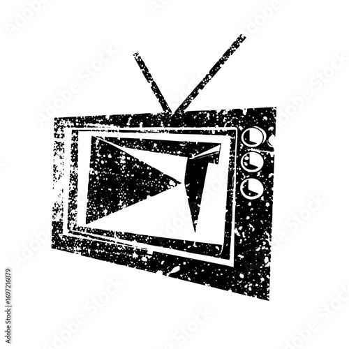Vector Vintage television with play button .