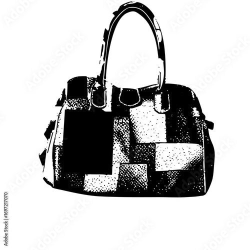 Vector Stylish handbag with patchwork .