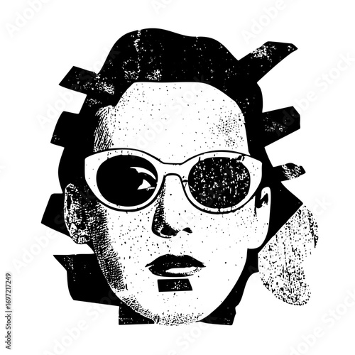 Vector Stylish woman with sunglasses a bold portrait.