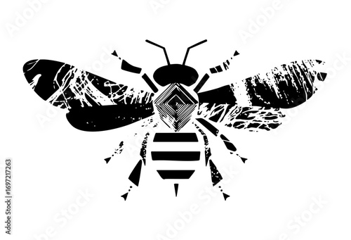Vector Geometric bee with textured wings.