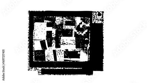 Vector Abstract geometric shapes create a distressed blocky .