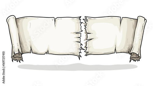 Vintage torn scroll illustration, antique parchment banner vector design asset for creatives