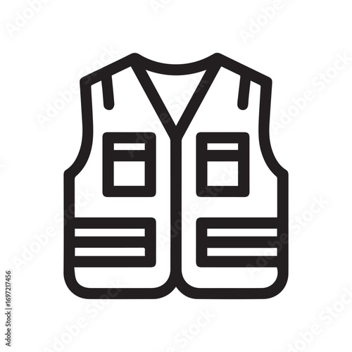 Simple vest icon on white background. Black