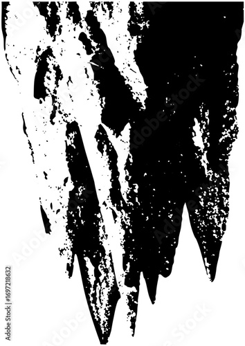 Vector Abstract black splash with jagged edges forms a dynamic distressed shape.