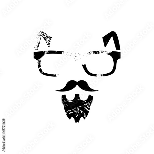 Vector Stylish face with glasses mustache and beard vector .