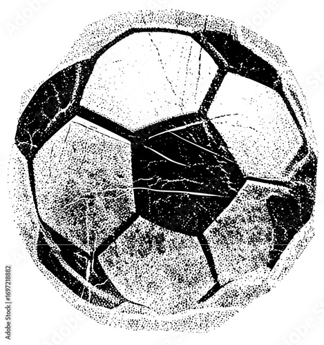 Vector soccer ball with distressed texture.