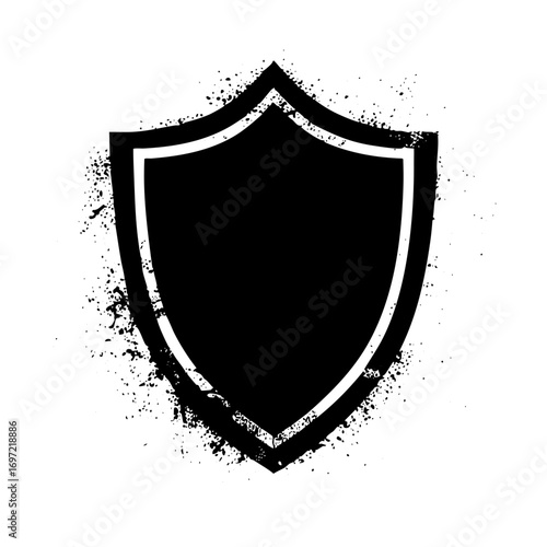 Vector Distressed shield with a bold outline.