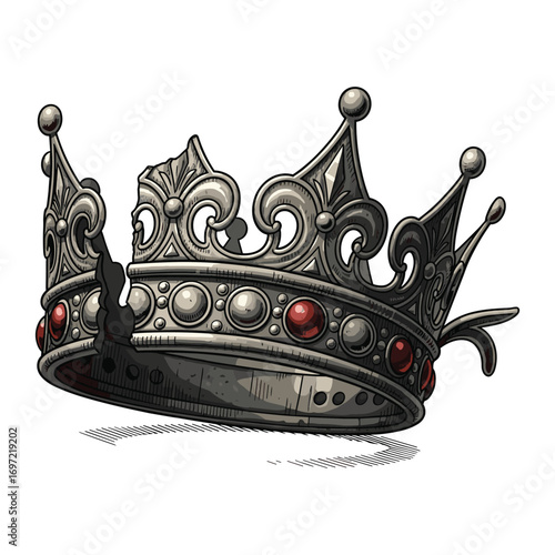 Ornate Damaged Crown Illustration for Historical Concepts Power Royalty and Medieval Design