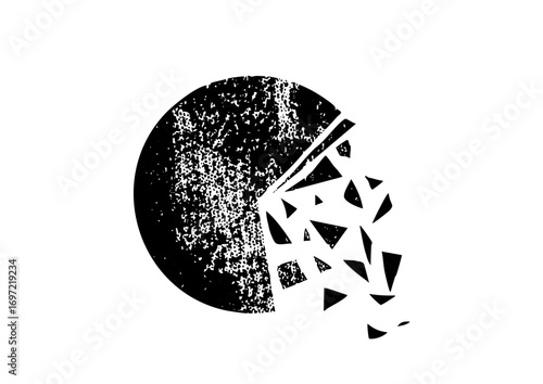Vector Shattered sphere depicts destruction and fragmentation.