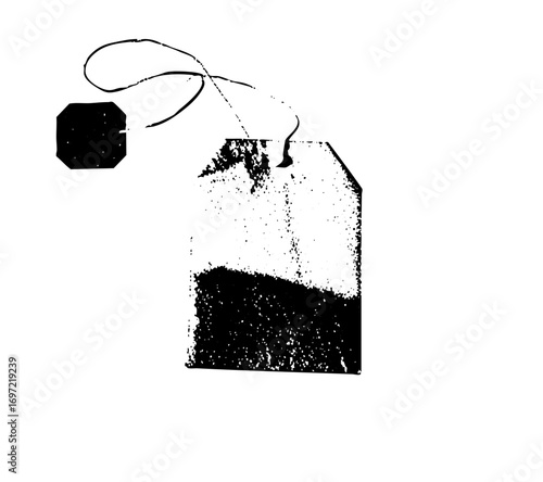 Vector Minimalist tea bag with string and tag.